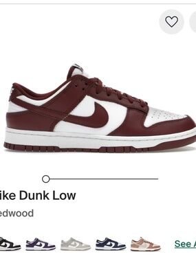 Nike Burgundy and White Low-Top Dunk Sneakers